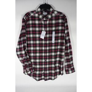 Croft and Barrow Flannel Shirt Men Medium Extra Soft Buffalo Red White Plaid 050